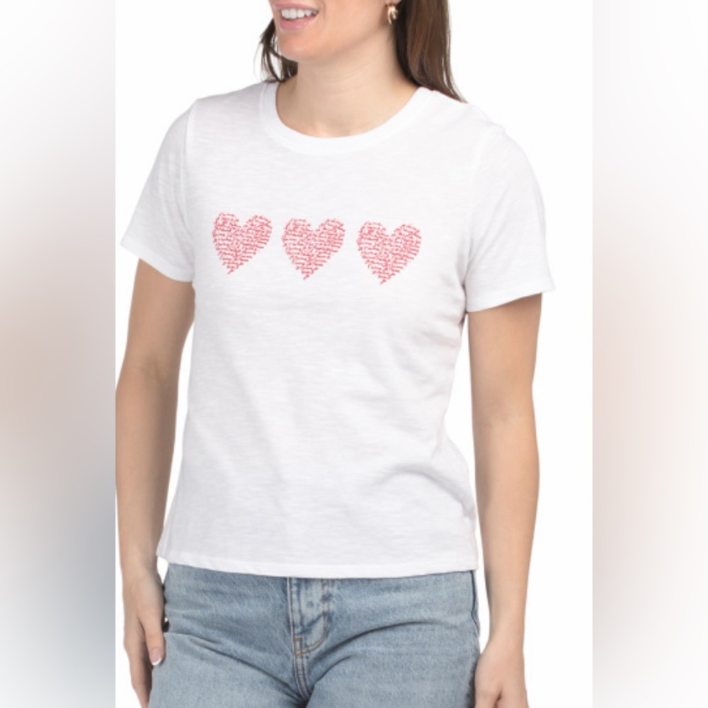 CINQ A SEPT Je Taime Heart Shrunken Tee size  M- NWT